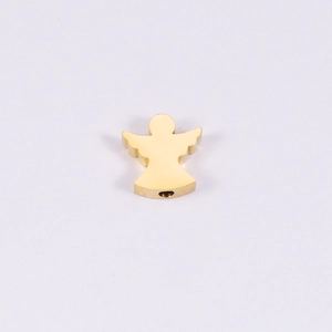 Polished gold angel wing charm in stainless steel for DIY jewelry making and pendants