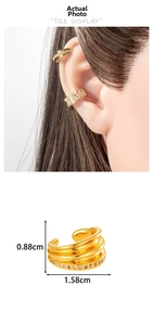 U-förmiges Gold-Ohrklemmen-Set mit Zirkonia, inklusive Maßen und Tragebeispiel