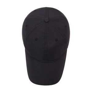 Classic black unisex cotton baseball cap with a six-panel structure and reinforced brim