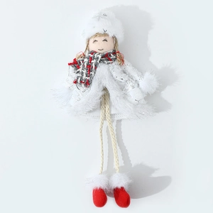 Plush Christmas angel doll ornament with wings and long legs for festive tree decoration
