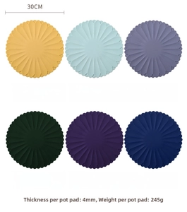 Detailed specs for 30cm silicone placemats showing 4mm thickness and 245g weight