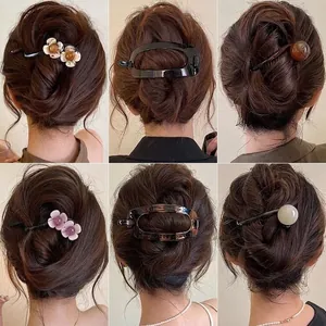 Minimalist twisted hair clips and floral hairpins for elegant Korean style hairstyles