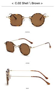 Collage vertical montrant les vues de face de côté et de dos des lunettes de soleil asymétriques