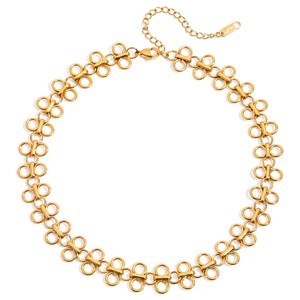 Stainless Steel Necklace 18K Gold Plated Geometric Infinity Circle Link Choker Waterproof Hypoallergenic Jewelry For Women