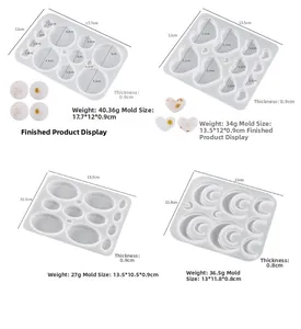 Detaillierte Größenangaben für 4er-Pack Silikonformen für DIY-Anhänger-Schmuck