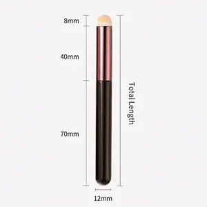 Multipurpose round silicone lip and concealer brush with dimensions and sleek black handle
