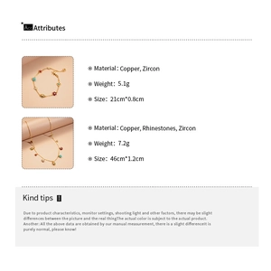 Detailed size and material specification chart for zircon flower jewelry set