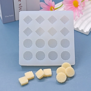 Silicone Mold For Cake Chocolate Candle Soap Making Flower Patterns Square Round DIY Craft Baking Embossed Tool White