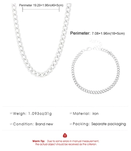 Parametri dettagliati delle dimensioni per set collana e bracciale a maglia cubana