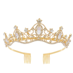 Alloy Rhinestone Crystal Bridal Tiara Crown Hairband With Combs For Wedding Birthday Party Accessories