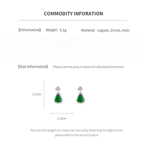Detail view showing size specifications and material info for resin gourd drop earrings