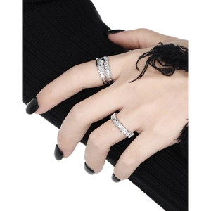 S925 sterling silver couple rings with textured bands and zircon diamonds for women