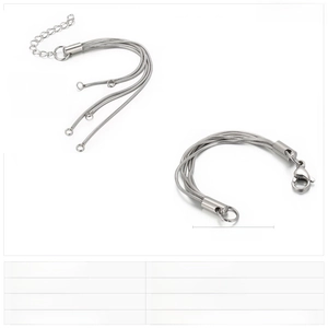 Detailed size specifications for stainless steel woven chains and lobster clasp jewelry parts