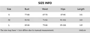 Guide des tailles pour robe en dentelle avec mesures du buste et de la taille