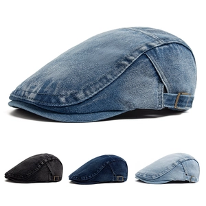 Coppia Piatta In Denim Lavato Vintage Regolabile Ivy Newsboy Berretto Casuale Protezione Solare Per Uomo Donna