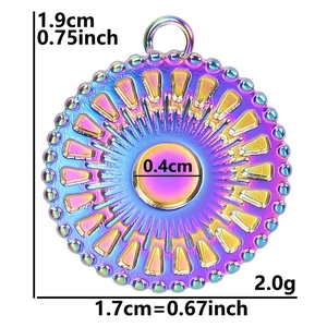 Iridescent sunburst pendant dimensions showing height 1.9cm and width 1.7cm