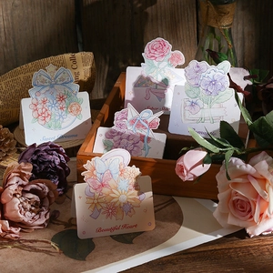 Vintage floral greeting cards with butterfly motifs in a romantic wooden gift box