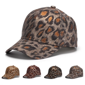 Leopard Print Baseball Cap Metallic Polyester Fashion Sun Protection Outdoor Adjustable Casual Peak Hat For Women Men
