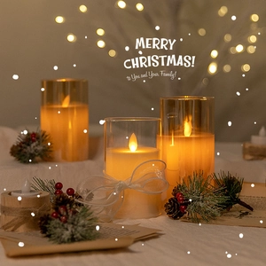 LED Flameless Candle Lights Glass Cup Warm Yellow Flickering Flame Christmas Home Wedding Party Desktop Decor