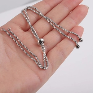 Adjustable 1.8mm stainless steel box chain with sliding bolo bead for custom DIY jewelry