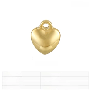 Mini heart pendant dimensions 11x10mm in polished gold stainless steel for DIY jewelry