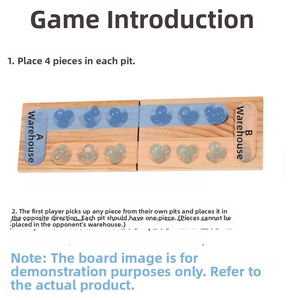 Detailed guide on Mancala board setup and gameplay rules with glass beads on wood