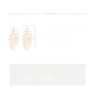 Detailed size and material specs for white acrylic petal tassel drop earrings