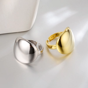 Anelli a goccia minimalisti in argento sterling 925 con finitura a specchio oro e argento