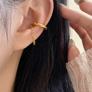Stainless Steel Tassel Ear Cuff Geometric U Shaped Clip On Non Pierced Gold Color Jewelry Women Fashion Accessories