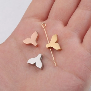 Titanium steel mermaid tail charms in rose gold, silver, and gold finish for DIY jewelry