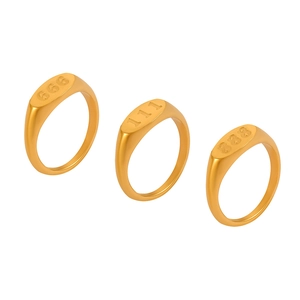 Bagues minimalistes en acier titane doré avec gravure de chiffres porte-bonheur 666 111 888