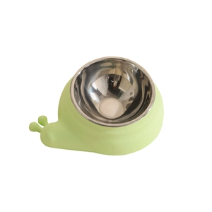 Snail-shaped non-slip pet food bowl with removable stainless steel inner bowl for cats