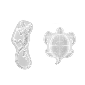 Moldes de silicona para arte de pared en resina 3D con diseños de tortuga y gecko
