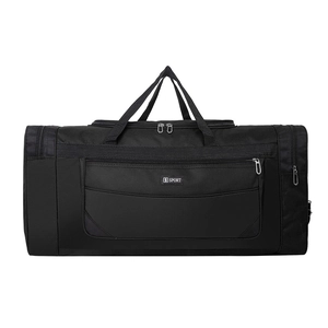Large capacity black nylon travel bag with S SPORT logo and reinforced web handles