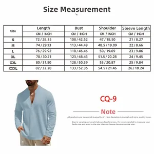 Detailed size chart for men linen short sleeve shirts ranging from S to 3XL in CM and INCH