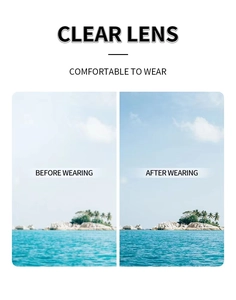 Split screen view showing high transparency clear lens for cat eye sunglasses