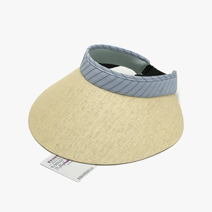Striped open top straw sun hat for women with wide brim and UV protection