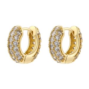 Luxurious 18K gold plated hoop earrings pavé-set with shimmering clear zircon crystals