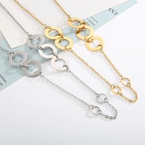 Titanium steel interlocking triple ring bracelets in gold and silver finish