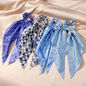 Evil Eye Scarf Scrunchie Satin Satin Elastic Hair Tie With Long Streamers Vintage Bohemian Ponytail Holder For Women