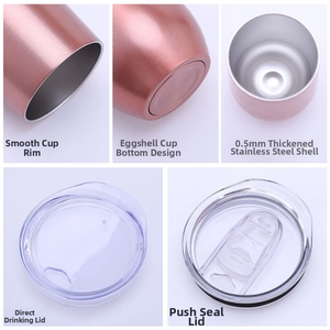 Detailed views of 12oz rose gold egg cup with premium insulated thick stainless steel walls