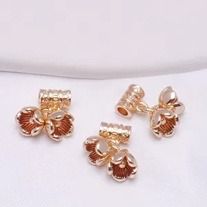 Three-piece set of 14K gold-filled lily of the valley floral beads for DIY bracelet making
