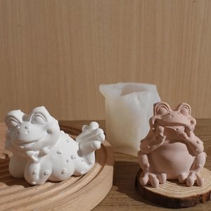Detailed translucent silicone mold for DIY sitting frog candles and soap figurines