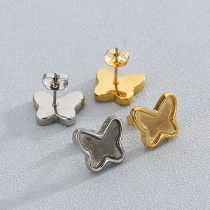 Butterfly Stud Earrings Stainless Steel Delicate Animal Shaped Polished Matte Jewelry Accessories For Women