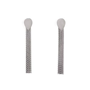 Waterdrop tassel earrings in polished silver stainless steel for a minimalist look