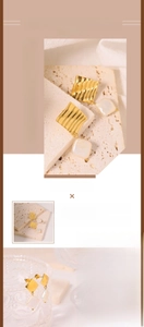Detail view of baroque pearl earrings with golden titanium steel square studs