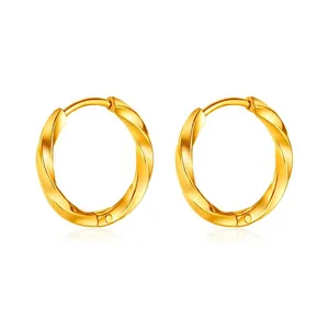 Twisted Hoop Earrings Stainless Steel Mobius Ring Geometric Minimalist Jewelry For Women