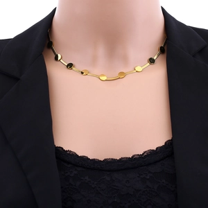 Elegant gold snake chain necklace featuring polished circular discs for women fashion