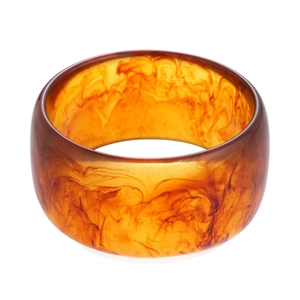 Retro resin geometric round bangle with tortoise shell pattern and amber textures