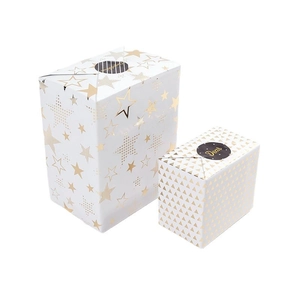 White and gold star pattern gift box set with premium foil stamping and sealing stickers